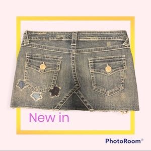 Y2K!Yag Couture distressed denim mini skirt🦋